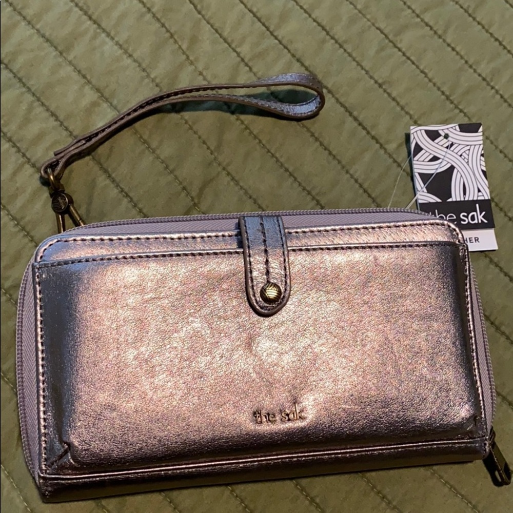 Gold small crossbody bag or large wallet